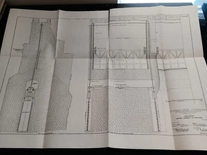 1910 Spillways machinery Army Engineering PANAMA CANAL Foldout Sketch Diagram - Picture 1 of 3