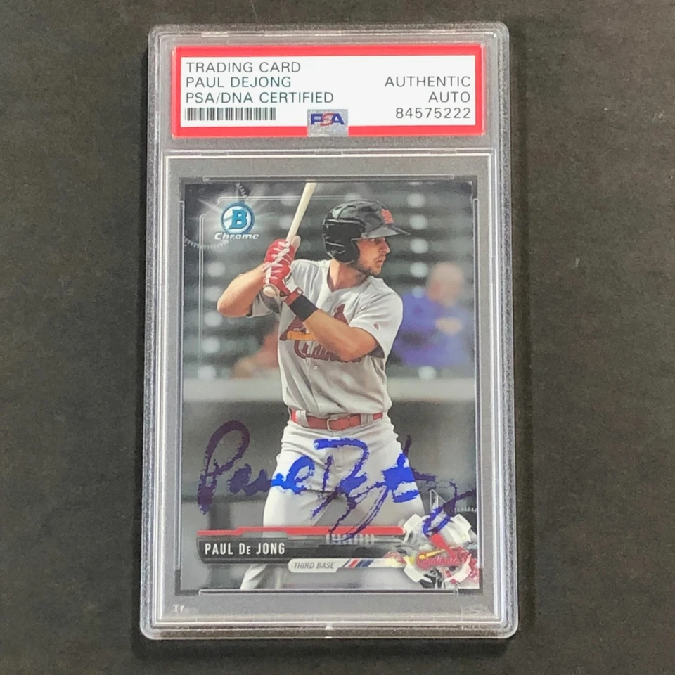 2017 BOWMAN CHROME #BCP26 PAUL DE JONG Signed Card PSA Slabbed Auto Cardinals - Image 1 of 2