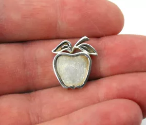 Solid Sterling Silver Handmade 925 Medium Size APPLE 3/4" x 5/8" Wide Hand Craft - Picture 1 of 4