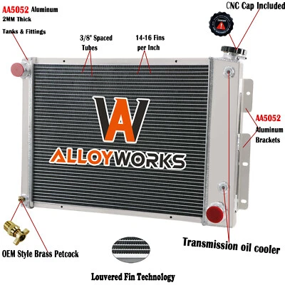 4 Row Aluminum Core Radiator For 1967-1969 1968 Chevy Camaro / Pontiac Firebird Foto 1 de 4