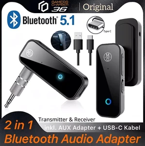 Bluetooth 5.1 Audio Sender Transmitter & Empfänger AUX 3,5mm USB-C Auto TV PC - Bild 1 von 18