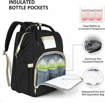 Mochila Bolsa de Pañales 3 en 1 Portátil Momia Mochila de Viaje Cambiador Estación Botella Foto 1 de 4
