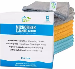 Microfiber Cleaning Cloth - Cleaning Towels - 12 Pack NEW BRAND - Picture 1 of 4