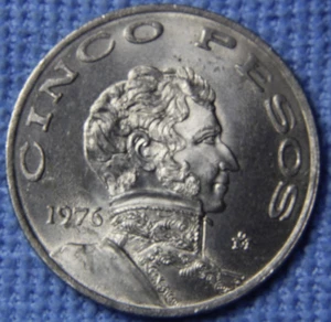 1976 Mexico Cinco 5 Pesos Small Date Mo 4 Parts Variety UNC - Picture 1 of 2
