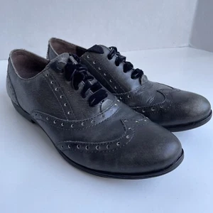Born Kika Wingtip Oxfords Shoes Women 8.5 Distressed Leather Gray Velvet Lace - Picture 1 of 14