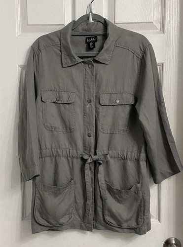 VETEMENTS Nicole Miller Cargo Utility Jacket grigio medio misto lino safari vacanze