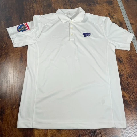 TEAM ISSUED Kansas State Wildcats football Nike White polo shirt size Medium Cover