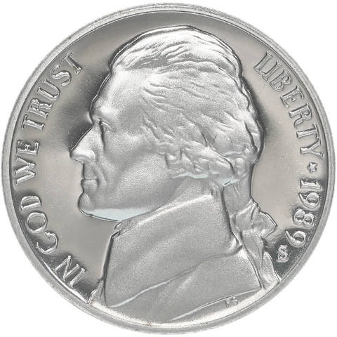 1989 S Jefferson Nickel Gem Deep Cameo Proof Coin Cover