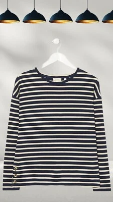 Ex Fat Face Women’s Long Sleeve Cotton Leah Stripe Top in Navy (A Bit Defect) - Image 1 of 3