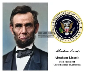 PRESIDENT ABRAHAM LINCOLN PRESIDENTIAL SEAL AUTOGRAPHED 8X10 PHOTO - Picture 1 of 2