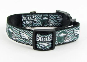 Eagles dog collar handmade adjustable buckle collar football 1" wide or leash - Picture 1 of 11