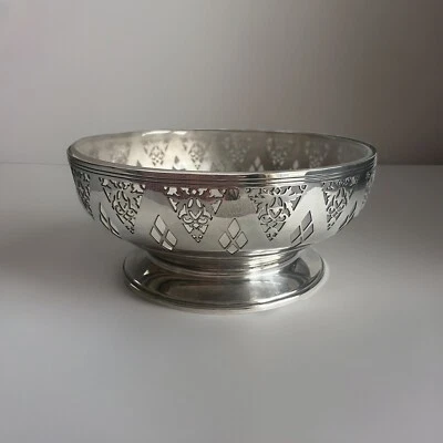 Frutero plateado Art Deco Mappin & Webb c1935 CON REVESTIMIENTO DE VIDRIO OPACO Foto 1 de 4
