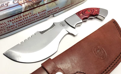 Chipaway Tracker Full Tang Fixed Blade Knife Wood Camping Hunting Leather Sheath - Image 1 of 4