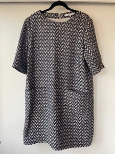 NWT DAKS London Women A-Line Wool Dress UK 14 US L-XL Ivory Green Purple $500 - Picture 1 of 5
