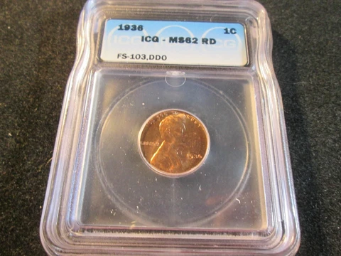 1936 LINCOLN CENT DDO FS-103  ICG MS62 RD  0501 Cover