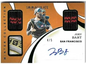 Joey Bart 2020 IMMACULATE COLLECTION AUTOGRAPH TRIPLE RELIC CARD Pirates AUTO /5 - Picture 1 of 2