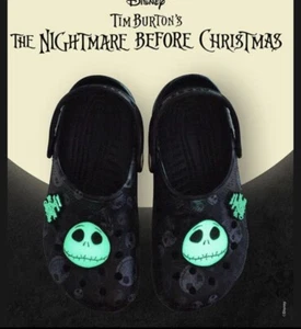 The Nightmare Before Christmas Crocs Mens Size 12 Jack Skellington Glow Clogs - Picture 1 of 6
