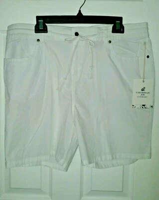 CARIBBEAN JOE & COMPANY PANTALONES CORTOS INFORMALES BLANCOS TALLA 16, NUEVOS CON ETIQUETAS Foto 1 de 4