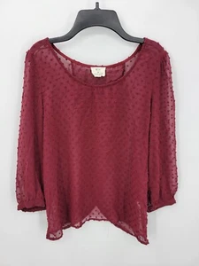 Prendedores y agujas Anthropologie Top Mujer Medio Granate Punto Suizo Manga Globo - Imagen 1 de 7