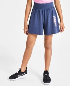 Nike Sportswear Pull-On Jersey Shorts Big Girls M Thunder Blue Elastic Waist - Picture 1 of 16