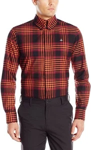 Vivienne Westwood Men's Krall Button down Red Tartan Shirt with Piping Large Nwt - Picture 1 of 2