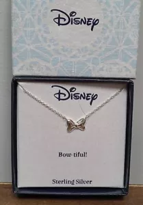Disney Necklace Minnie Mouse Bow Charm Sterling Silver & Necklace NEW BOXED - Picture 1 of 5