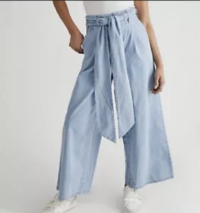 Free People Sasha Convertible Wide Leg Jeans Overall Adjustable Waist Belt S NWT - Picture 1 of 8