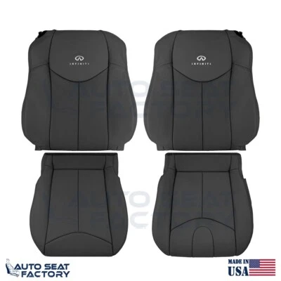 2009 - 2013 Fits Infiniti G37 Coupe Front Black Vinyl Seat Covers, Perf. 4PCS - Image 1 of 4