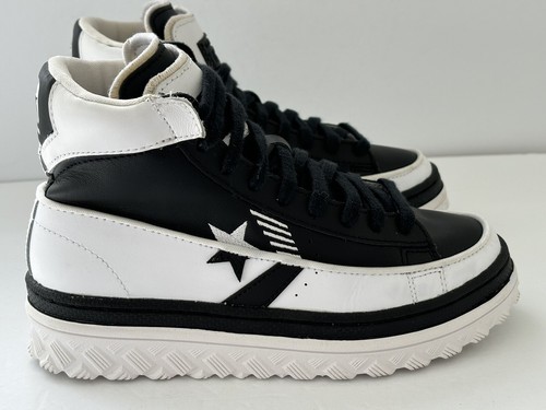 Top alto Converse unisex bambini Rivals Pro in pelle X2 nero bianco taglia B4 G5 5