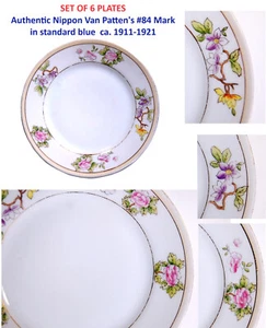 Set of 6 Antique ca. 1911-1921 -- AUTHENTIC  NIPPON BREAD DESSERT 6-1/2" PLATES - Picture 1 of 9