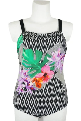 Schwab Badeanzug Größe 50 C Cup Bademode Schwarz Weiß Bunt Schwimmanzug Sommer - Bild 1 von 4