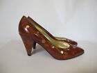 Bruno Magli Brown Tan Patent Leather Pumps, Size 8 B, 3" Heels, Pointed Toe,