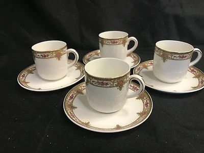 Set of 4 ~ John Maddock & Sons ~ Royal Vitreous ~ Demitasse Cups & Saucers - image 1 of 4
