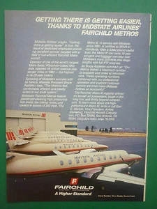 11/1984 PUB FAIRCHILD AIRCRAFT CORPORATION SWEARINGEN METRO MIDSTATE AIRLINES ANZEIGE - Bild 1 von 1