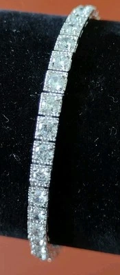 "Pulsera de tenis de plata de ley muy brillante FAS CZ 10 gramos 7""" Foto 1 de 4