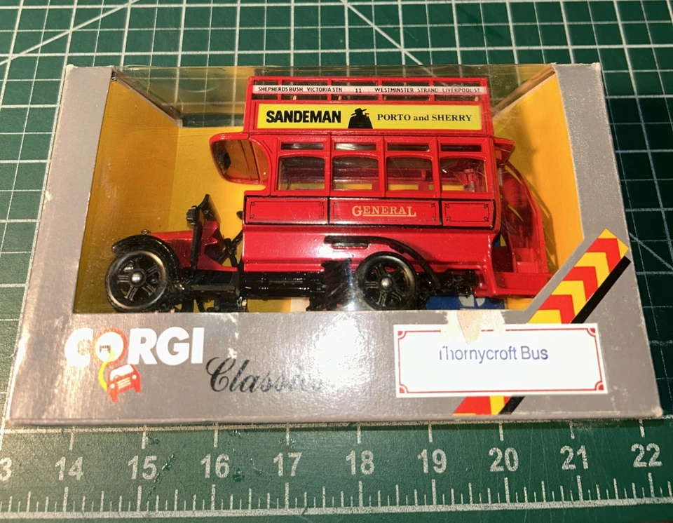 CORGI C858 '1929 THORNYCROFT BUS 'SANDEMAN PORTO and SHERRY' 1:43 BOXED Britain - Image 1 of 4