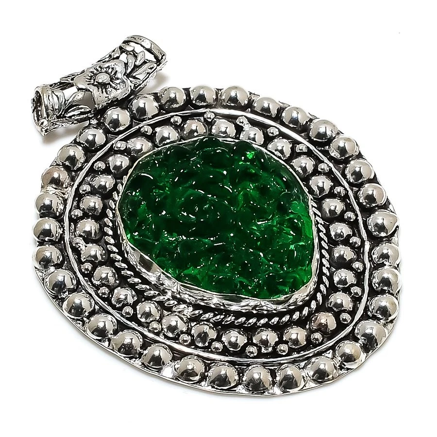 Ювелирный кулон из серебра 925 пробы с молдавитом кварцем 2,44 дюйма Y100 - Изображение 1 из 1