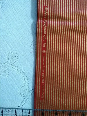 REMNANT Robert Kaufman Cotton Fabric "Fusions" Red & Gold metallic stripe 8"x22" - Image 1 of 3
