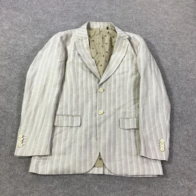 Blazer Scotch & Soda Para Hombre Pequeño Beige Blanco Rayas Lino 2 Botones Ajuste Regular Foto 1 de 4
