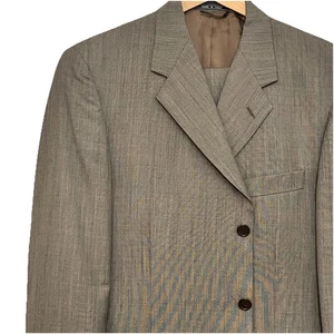 Men’s Vintage Suit Size 42R Pants Size 36Wx32L Enzo Caprigliani Super 120s Brown - Picture 1 of 17
