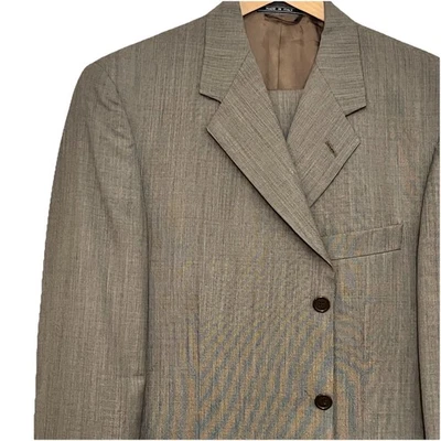 Traje De Colección Para Hombre Talla 42R Pantalones Talla 36Wx32L Enzo Caprigliani Super 120s Marrón Foto 1 de 4