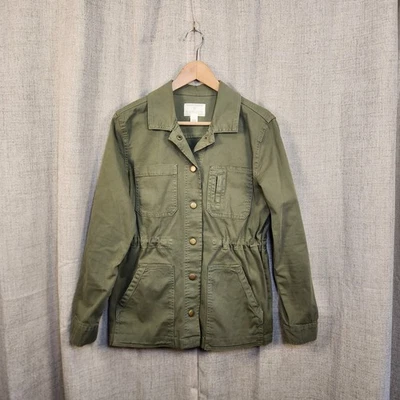 Caslon Utility 夹克女式 L 橄榄绿色按扣口袋腰袋 Y2K — 第 1/4 张图片