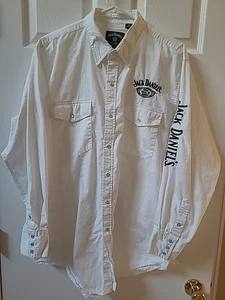 Camisa Jack Daniels Para Hombre XL Blanca Perla A Presión Western Manga Larga Antigua Nº 7 - Imagen 1 de 7
