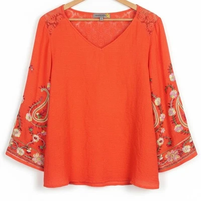 Blusa Figueroa & Flower Mujer XL Boho Campesina Artística Maximalista Bordada Encaje Foto 1 de 4