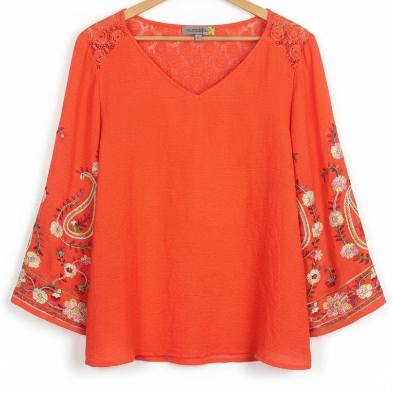 Blusa Figueroa & Flower Mujer XL Boho Campesina Artística Maximalista Bordada Encaje Foto 1 de 4