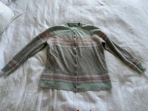 Cárdigan Woolovers Verde Gris Púrpura Fair Isle 100% Lana Merino Talla 14-16 - Imagen 1 de 11