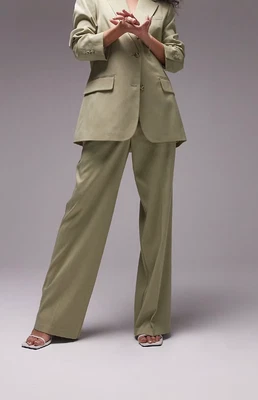 Topshop Chaqueta Blazer y Pantalones Corte Recto Traje de Sastre Conjunto - Primavera Verde Salvia Foto 1 de 4