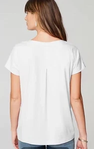 Neu mit Etikett J. Jill Damen Luxe Supima Plissee-Back T-Shirt Kurzarm weiß Shirt XL $ 49 - Bild 1 von 9