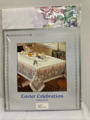 Vintage Bardwil Linens Easter Celebration 70" Round Tablecloth New - Image 1 of 4