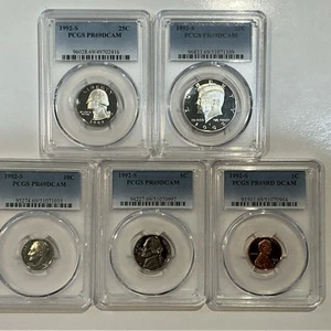 1992-S 5 Coin Proof Date Set PCGS PR69 DCAM Newly Graded Coins - Picture 1 of 2